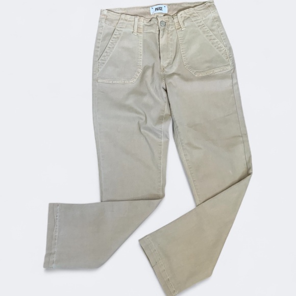 PAIGE Warm Sand Tan High Rise Ankle Utility Cargo Pants Soft Chino NWOT SZ 27 - Picture 7 of 16